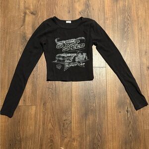 Garage Ghost Speed Black Long Sleeve Graphic Top